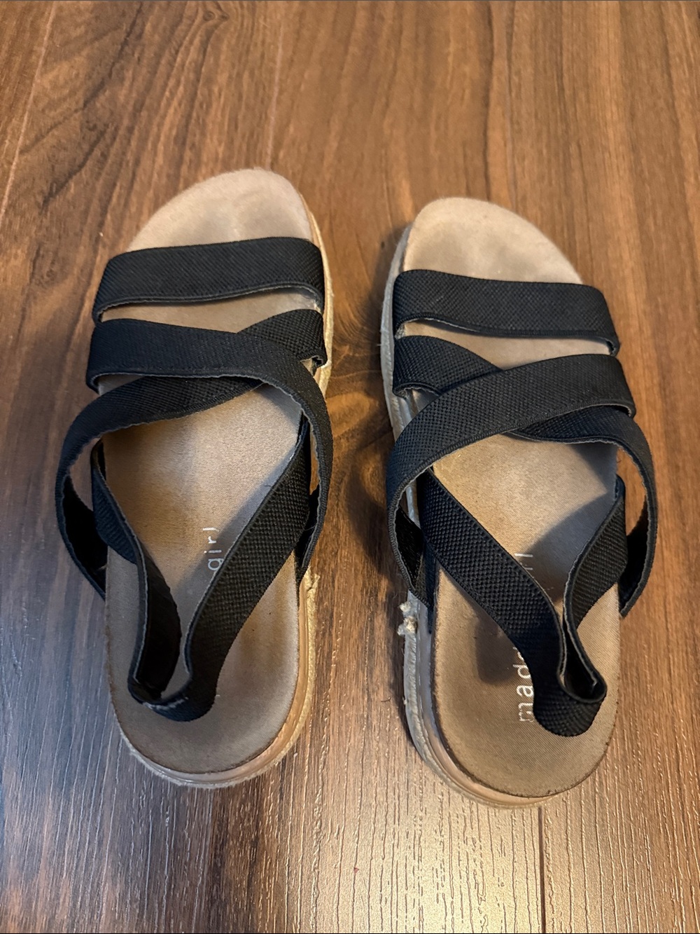 Madden Girl Black Crisscross Slide Sandals